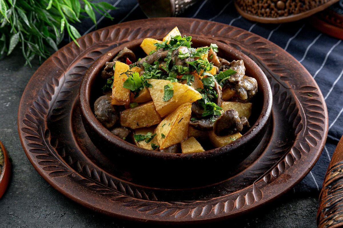 Картофель с Говядиной и Грибами